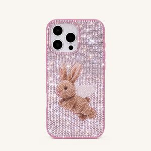 Angel Bunny Glitter Phone Case - Pink
