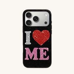 I Love Me Artificial Crystal Phone Case - Black