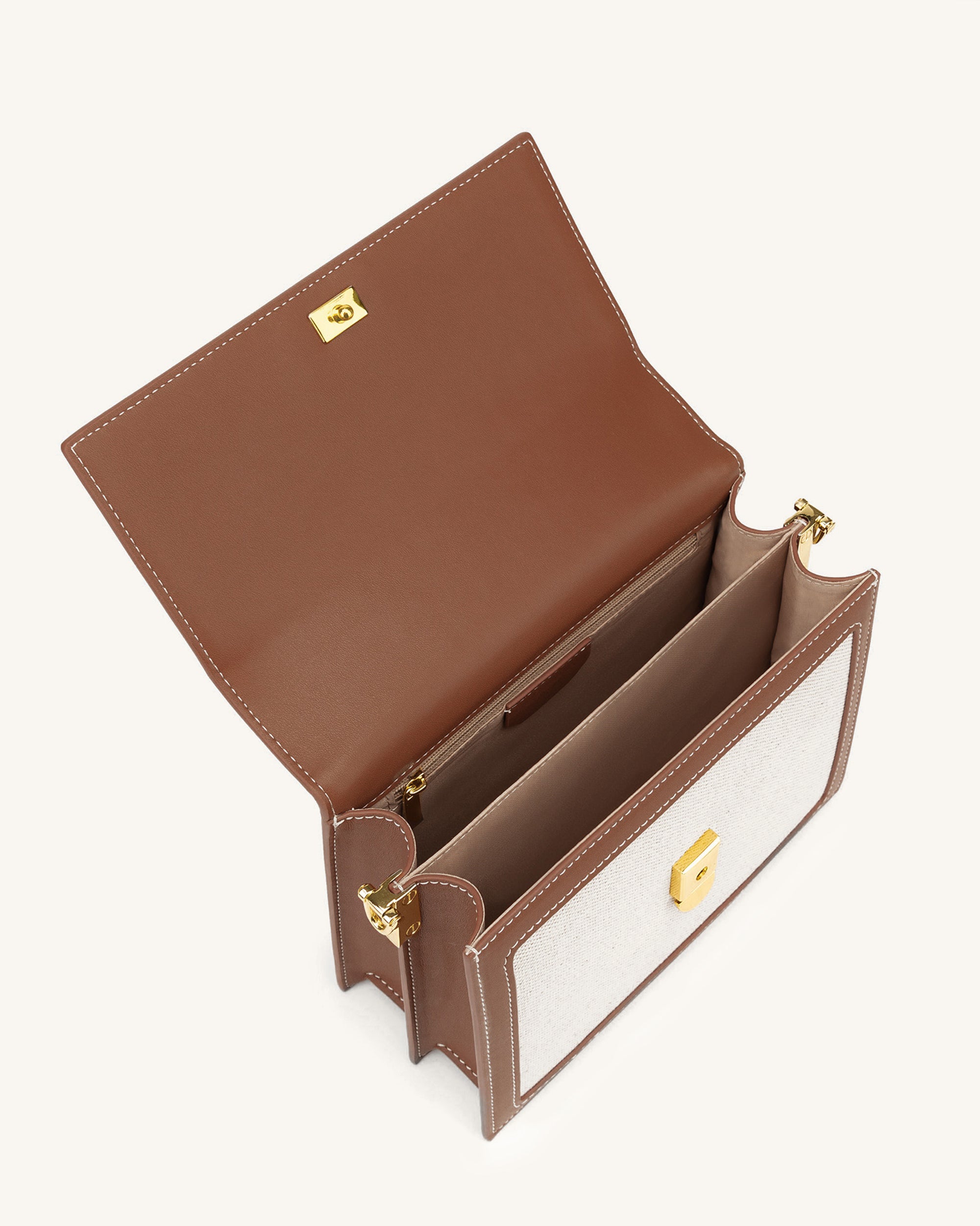 Mini Flap Crossbody - Beige Canvas - Image 5