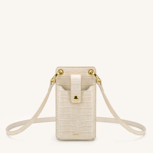 Quinn Phone Bag - Ivory  Croc