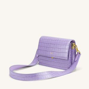 Mini Flap Crossbody - Purple Croc