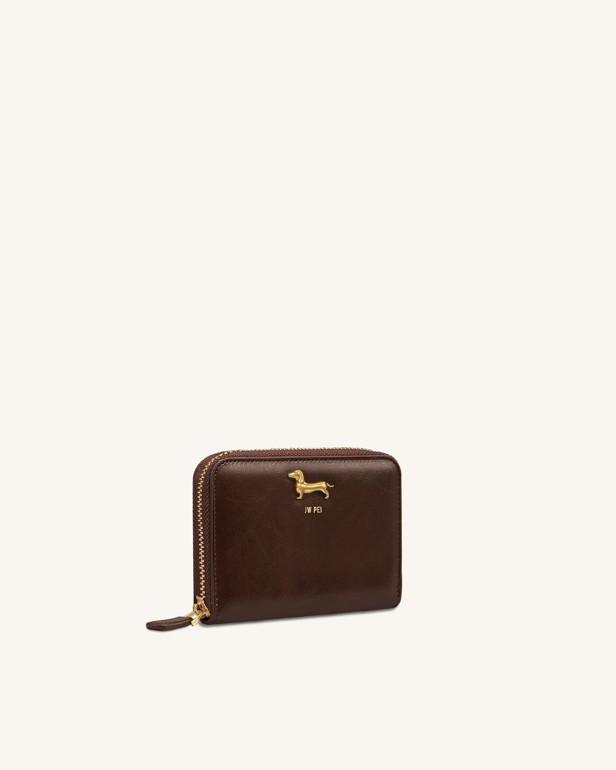 Maeve Dachshund Metal Emblem Zip Wallet - Chocolate - Image 2