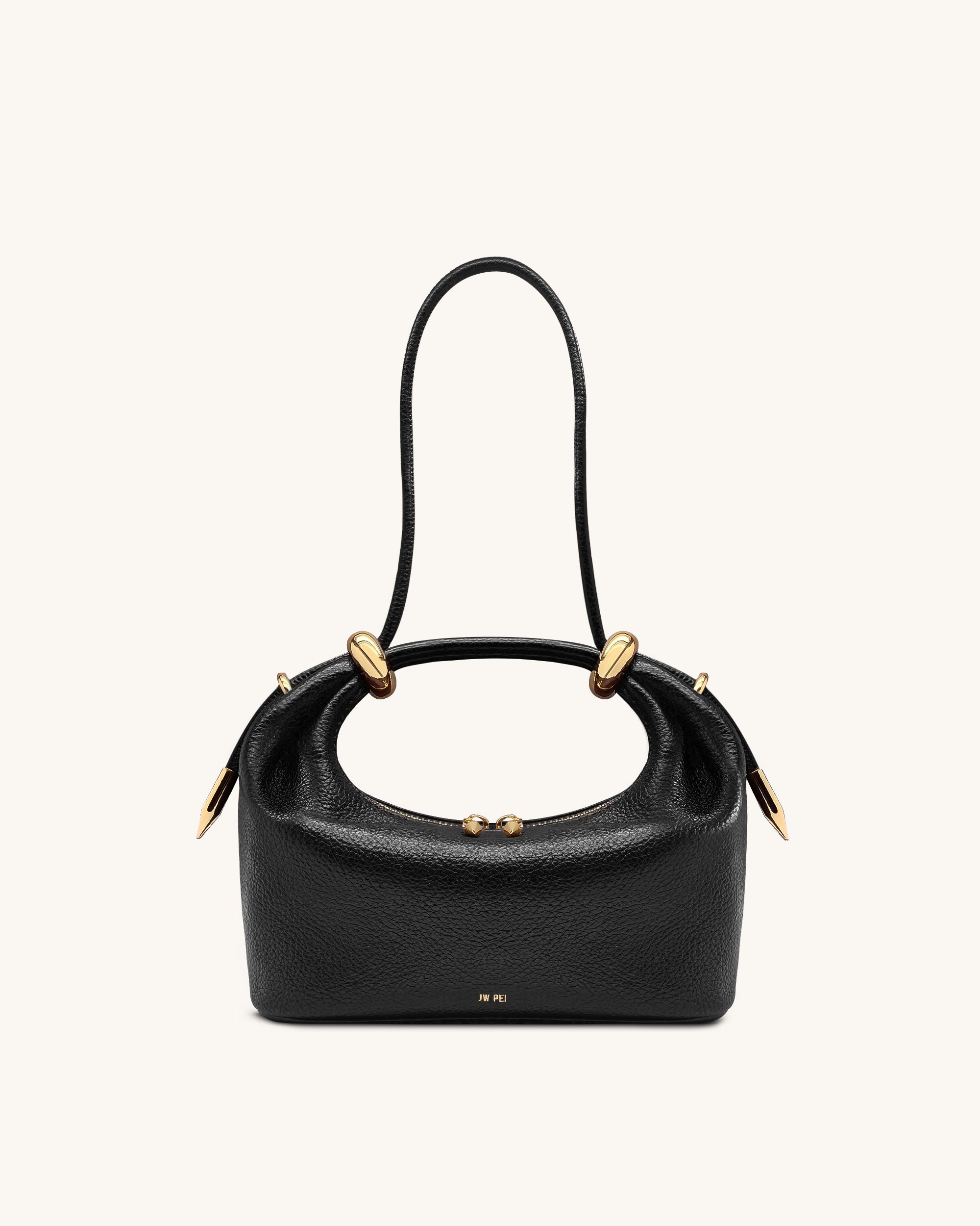 Ellie Metal Ring Embellished Top Handle Bag - Black - Image 2