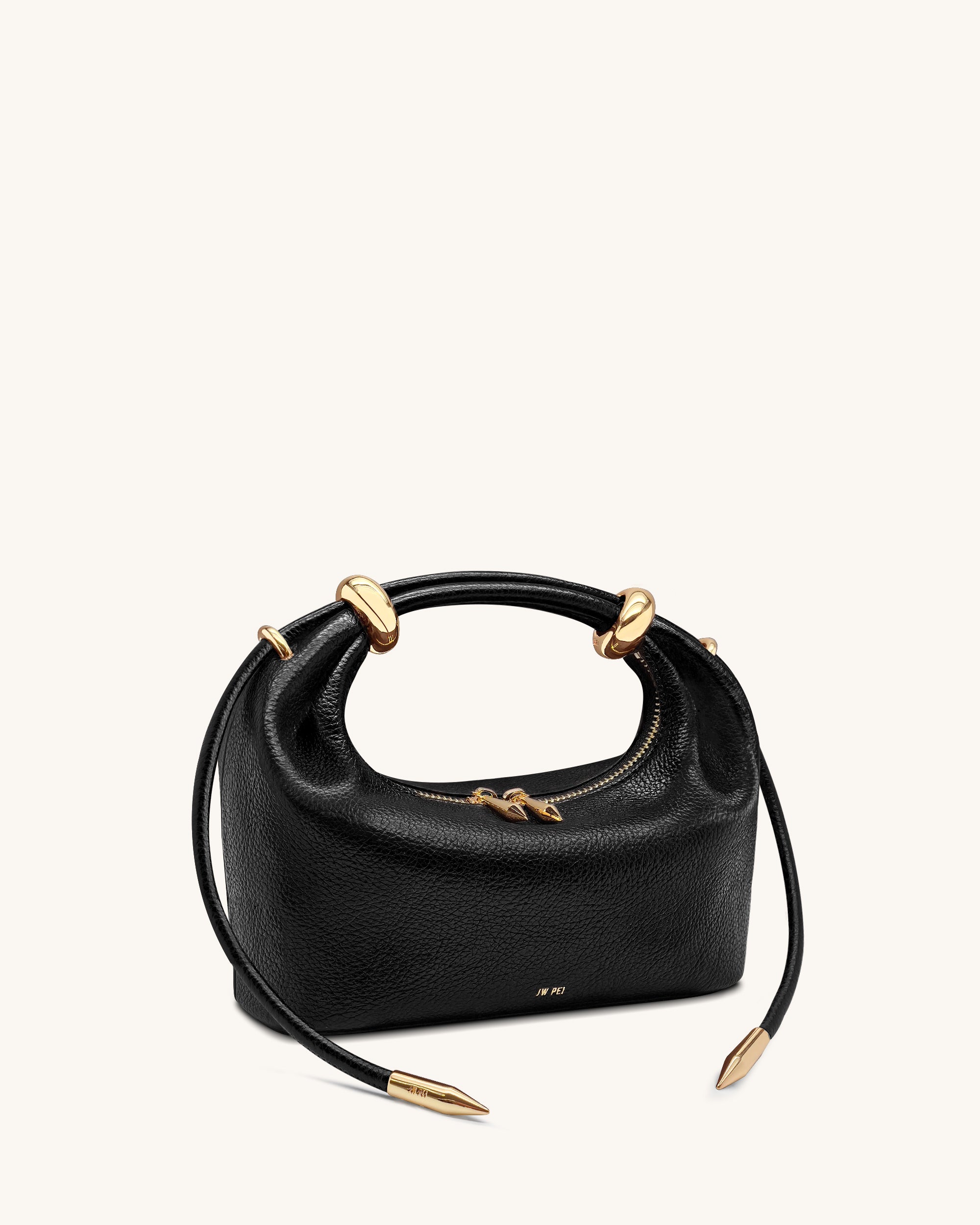Ellie Metal Ring Embellished Top Handle Bag - Black - Image 3