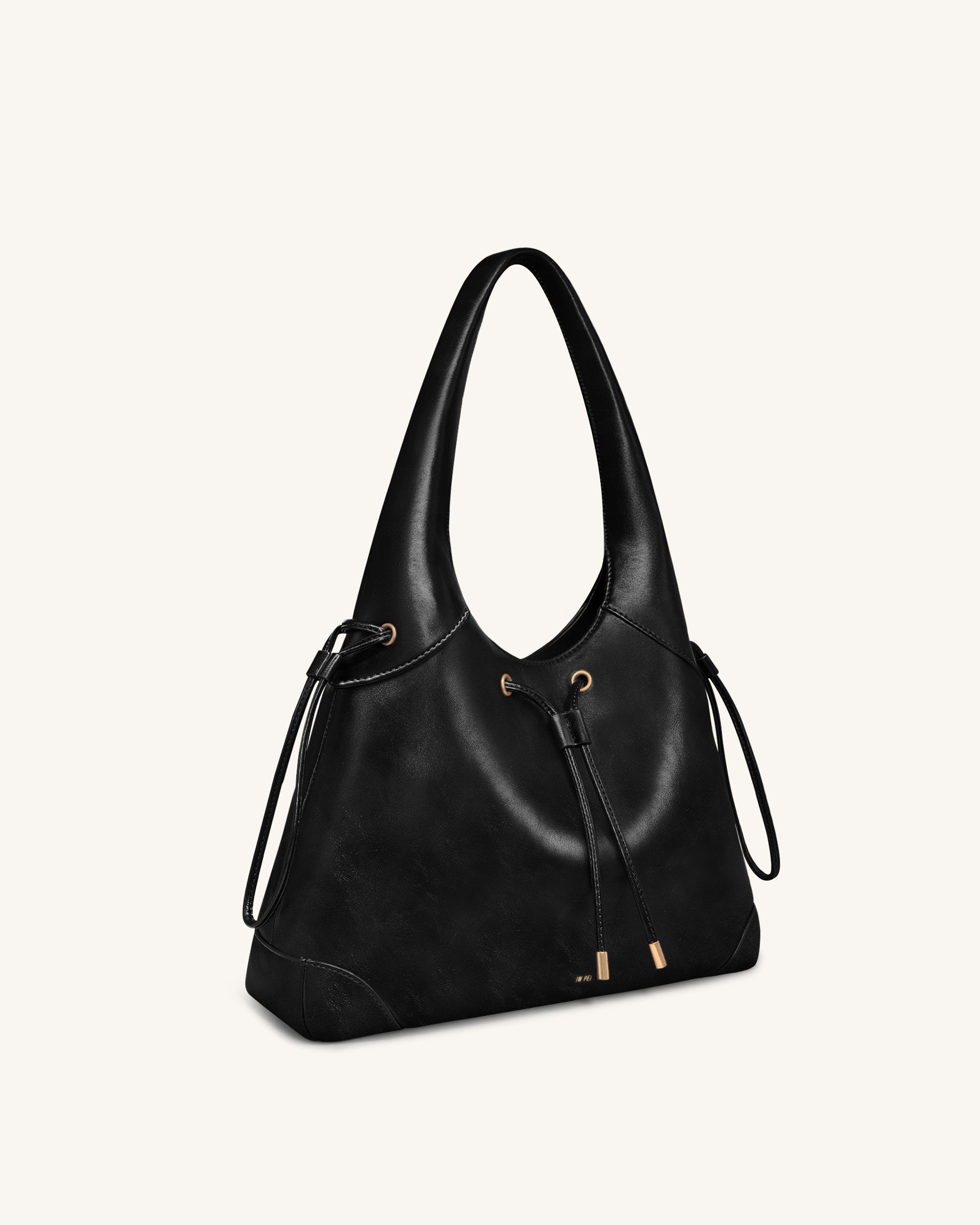 Elara Drawstring Hobo Bag - Black - Image 2