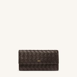 Woven Texture Flap Wallet - Chocolate