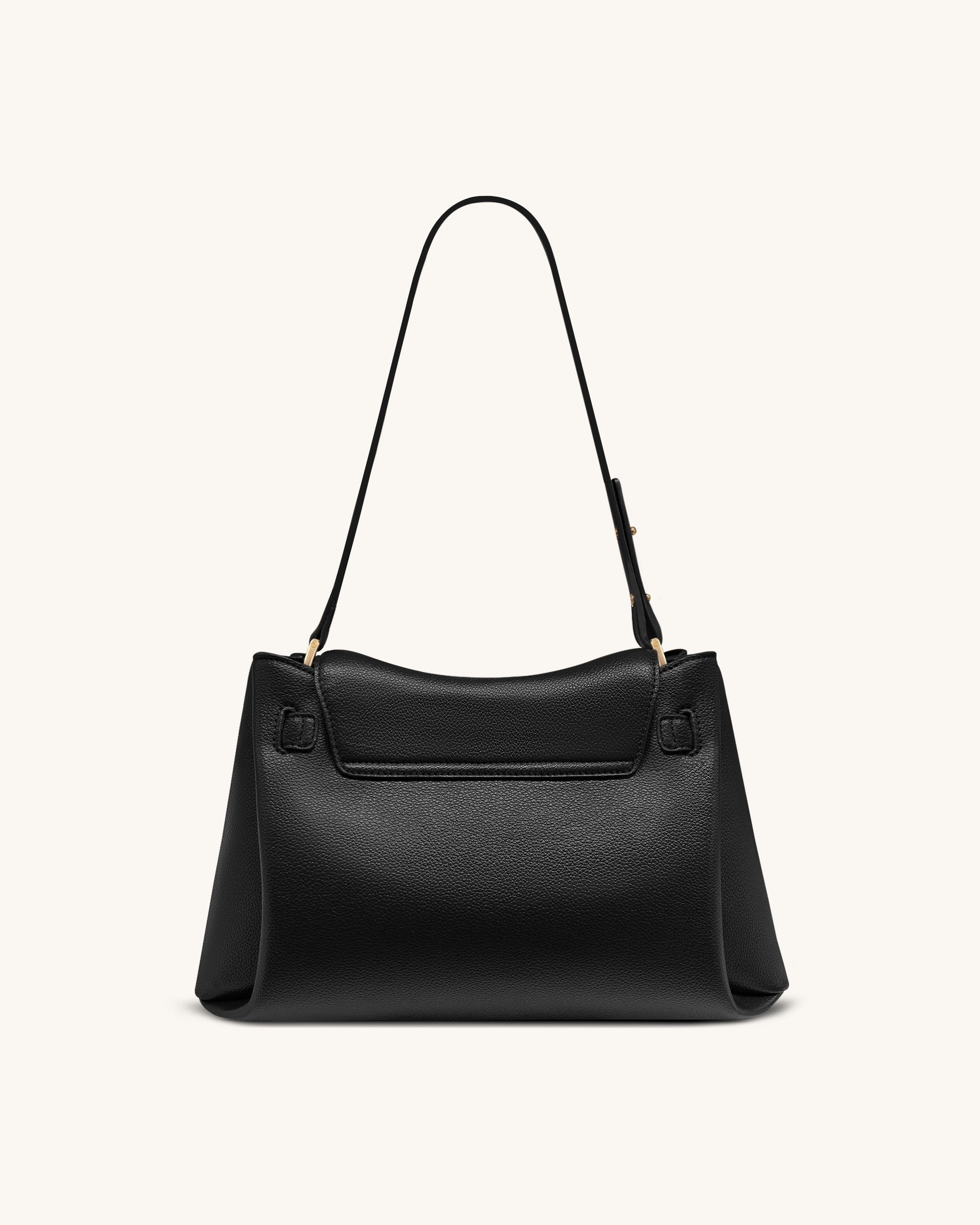 Rhea Pebbled Double Buckle Shoulder Bag - Black - Image 4