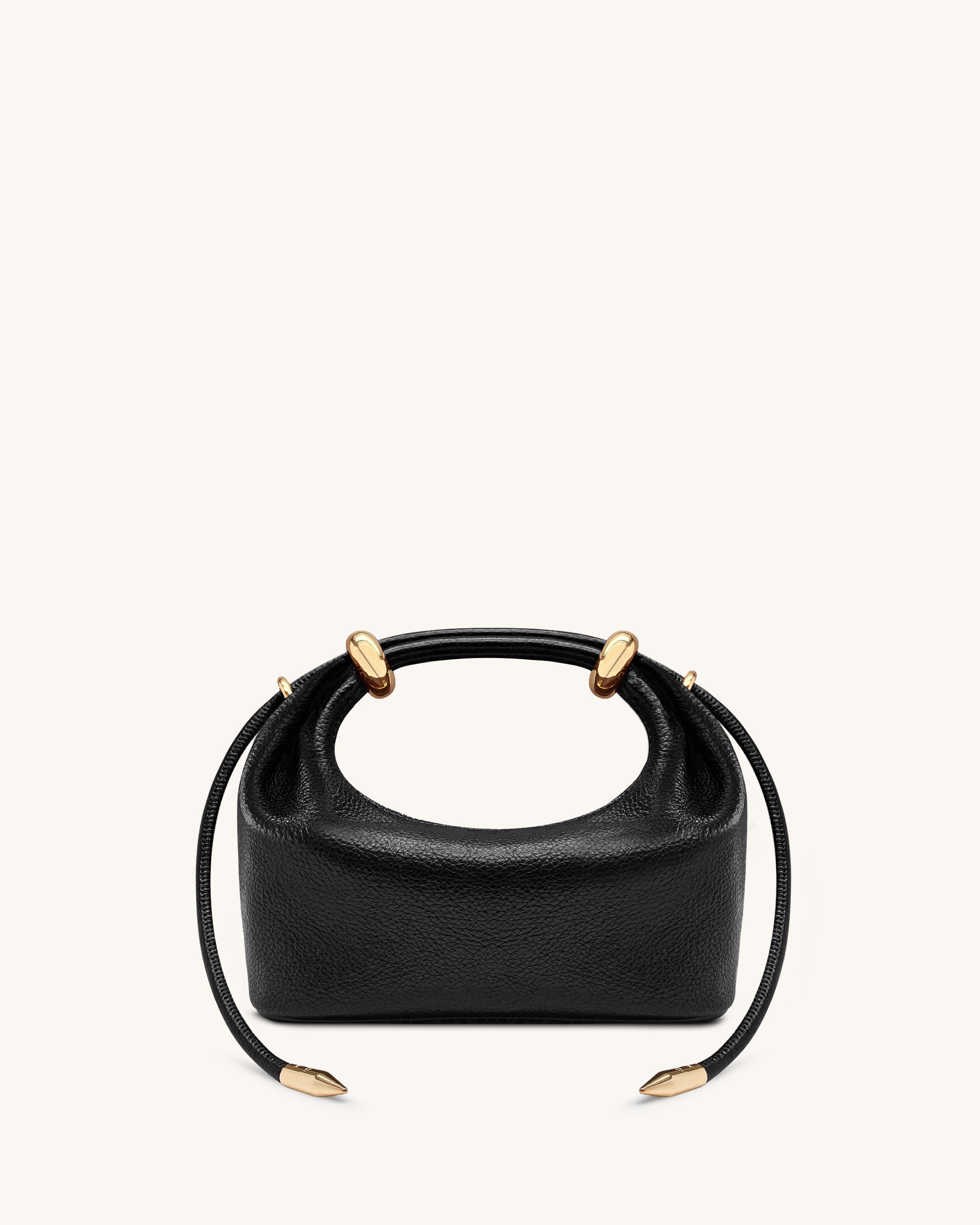 Ellie Metal Ring Embellished Top Handle Bag - Black - Image 4