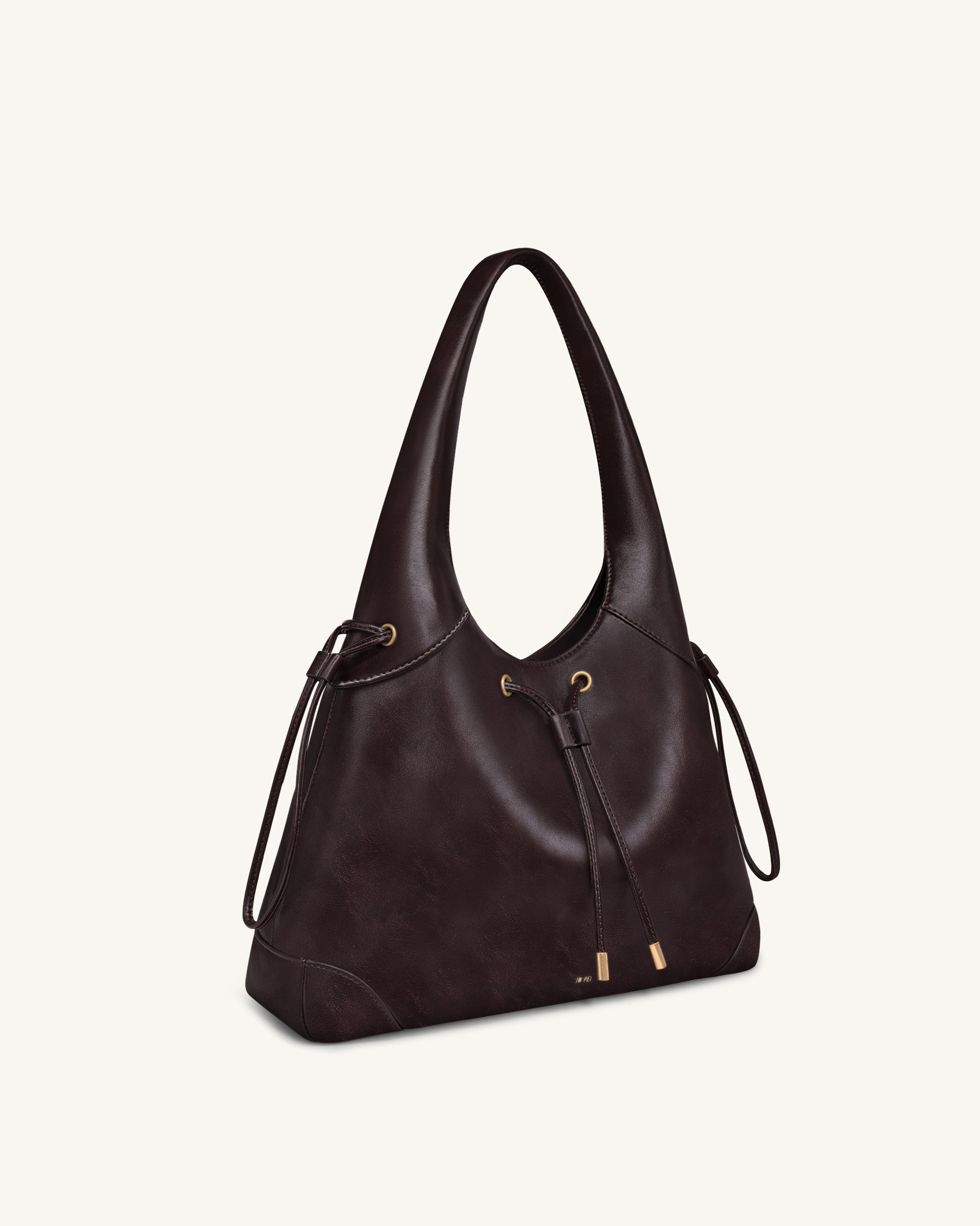 Elara Drawstring Hobo Bag - Dark Brown - Image 2