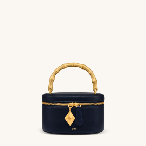 Natalie Metal Geometric Pendant Handle Bag - Navy
