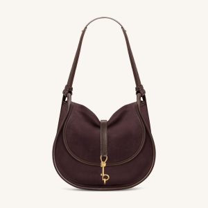Arla Small Faux Suede Hobo Bag - Chocolate