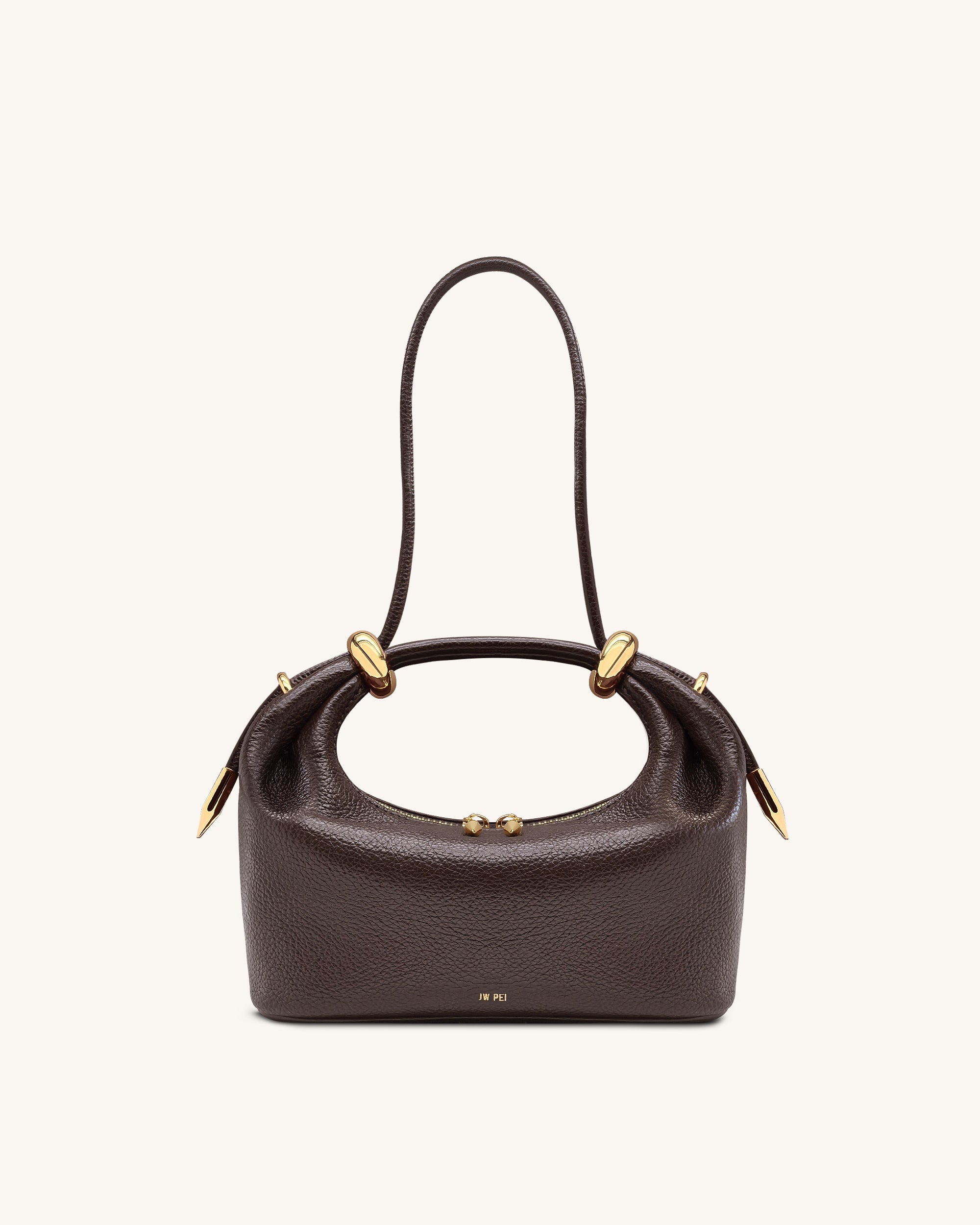 Ellie Metal Ring Embellished Top Handle Bag - Dark Brown - Image 2