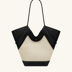 Maribel Panel Tote Bag - Black Canvas