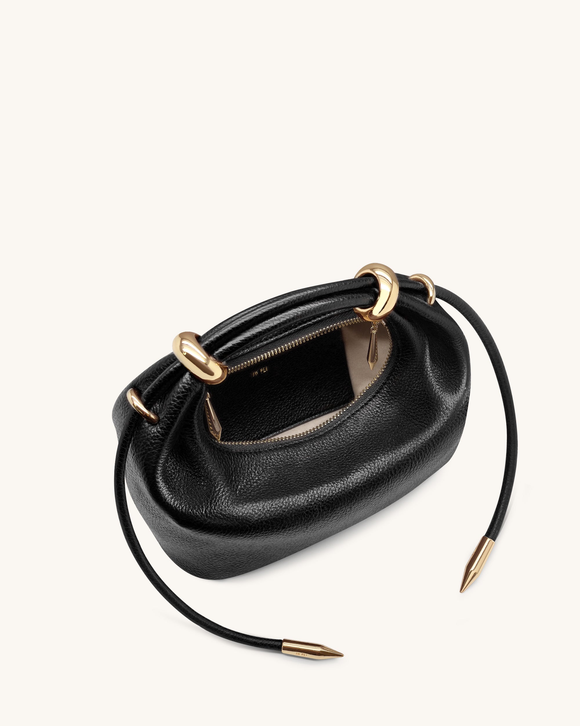 Ellie Metal Ring Embellished Top Handle Bag - Black - Image 5