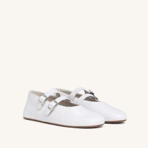 Emma Double Strap Flats ?C White