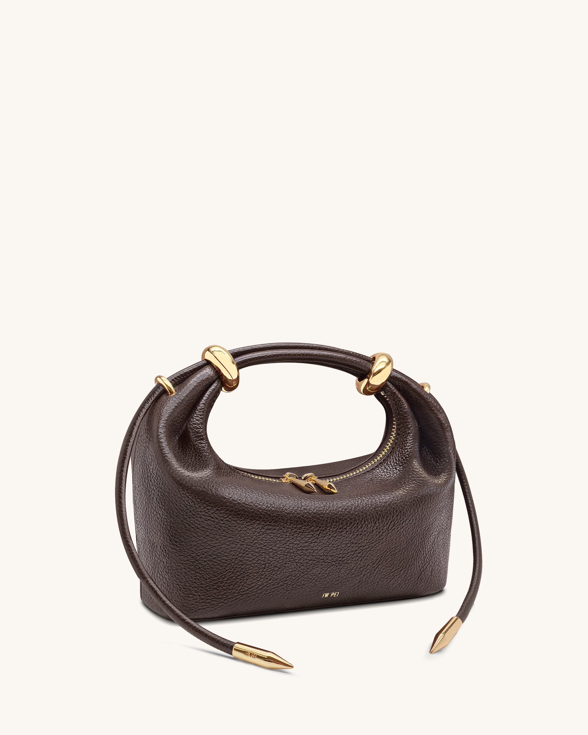 Ellie Metal Ring Embellished Top Handle Bag - Dark Brown - Image 3