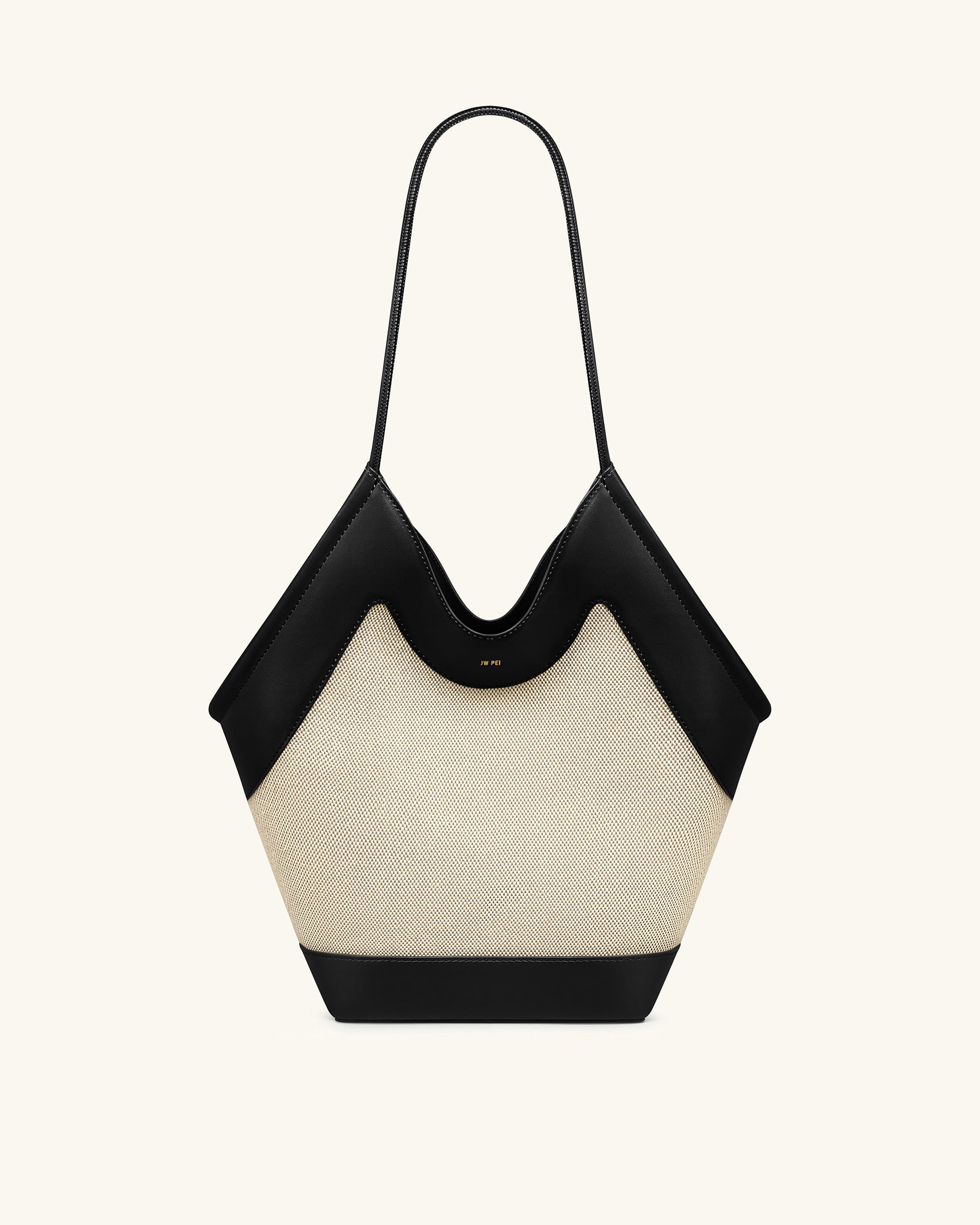 Maribel Panel Tote Bag - Black Canvas - Image 2