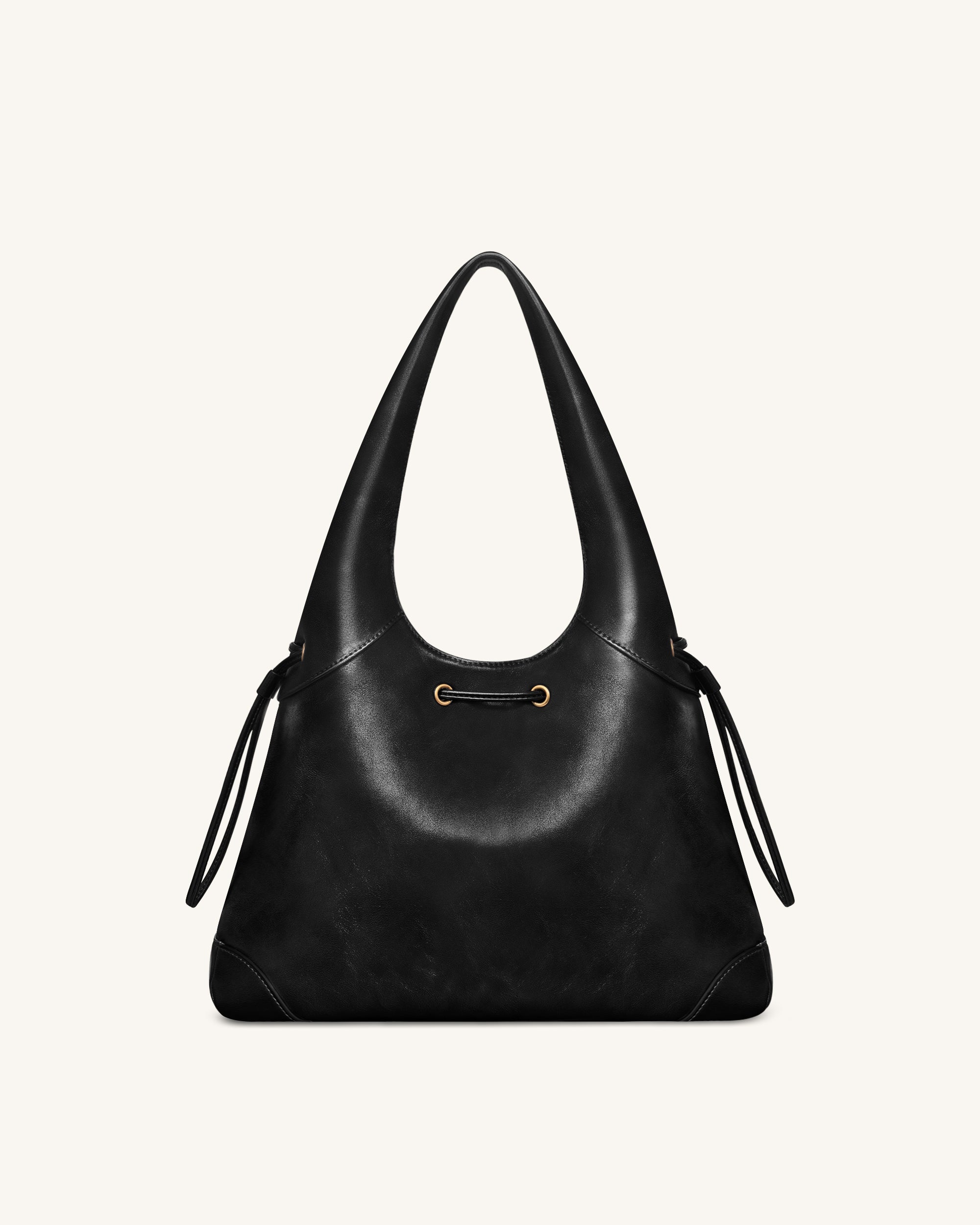 Elara Drawstring Hobo Bag - Black - Image 3