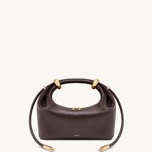 Ellie Metal Ring Embellished Top Handle Bag - Dark Brown