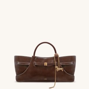 Maeve Dachshund Metal Charm Tote Bag - Dark Brown