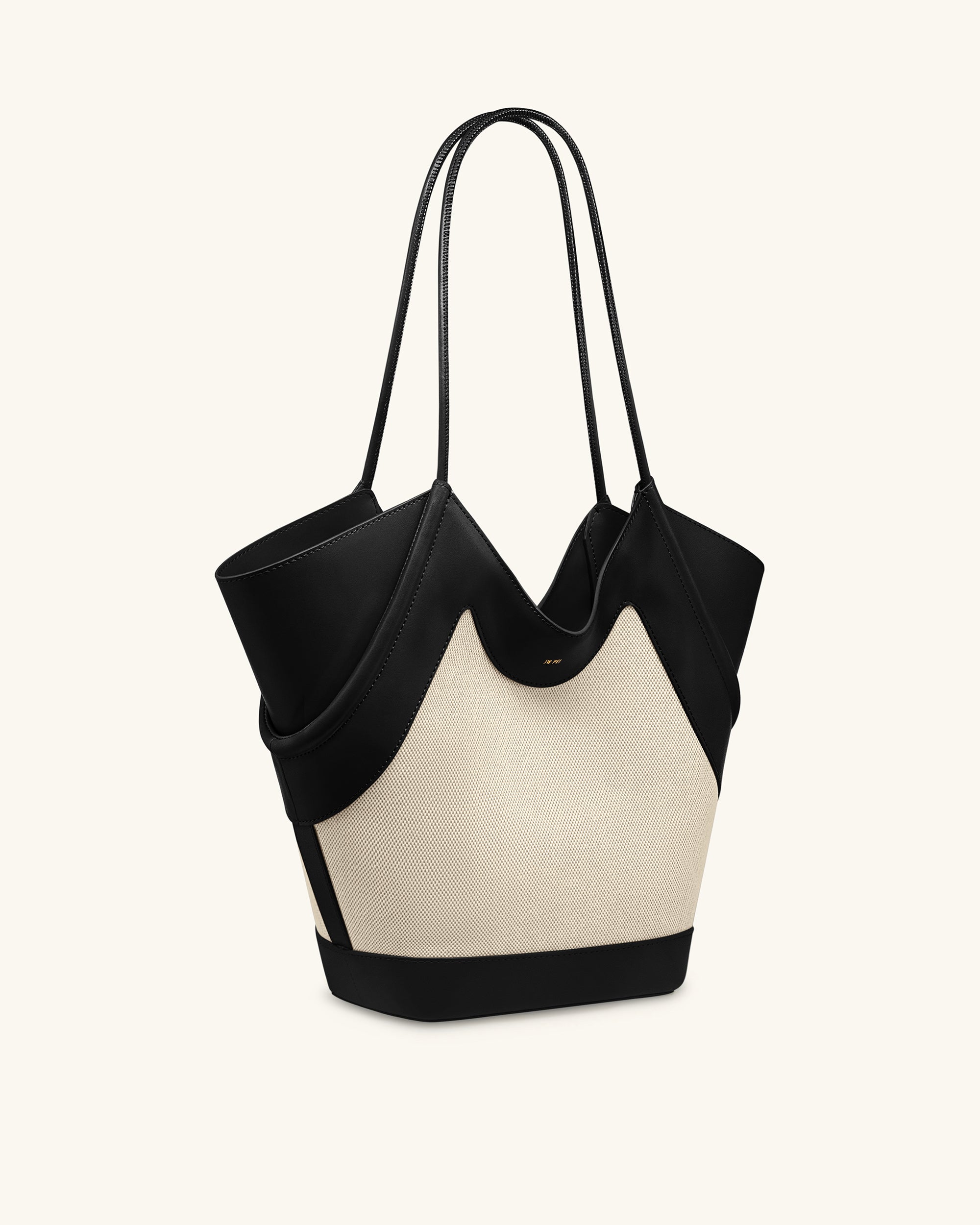 Maribel Panel Tote Bag - Black Canvas - Image 3