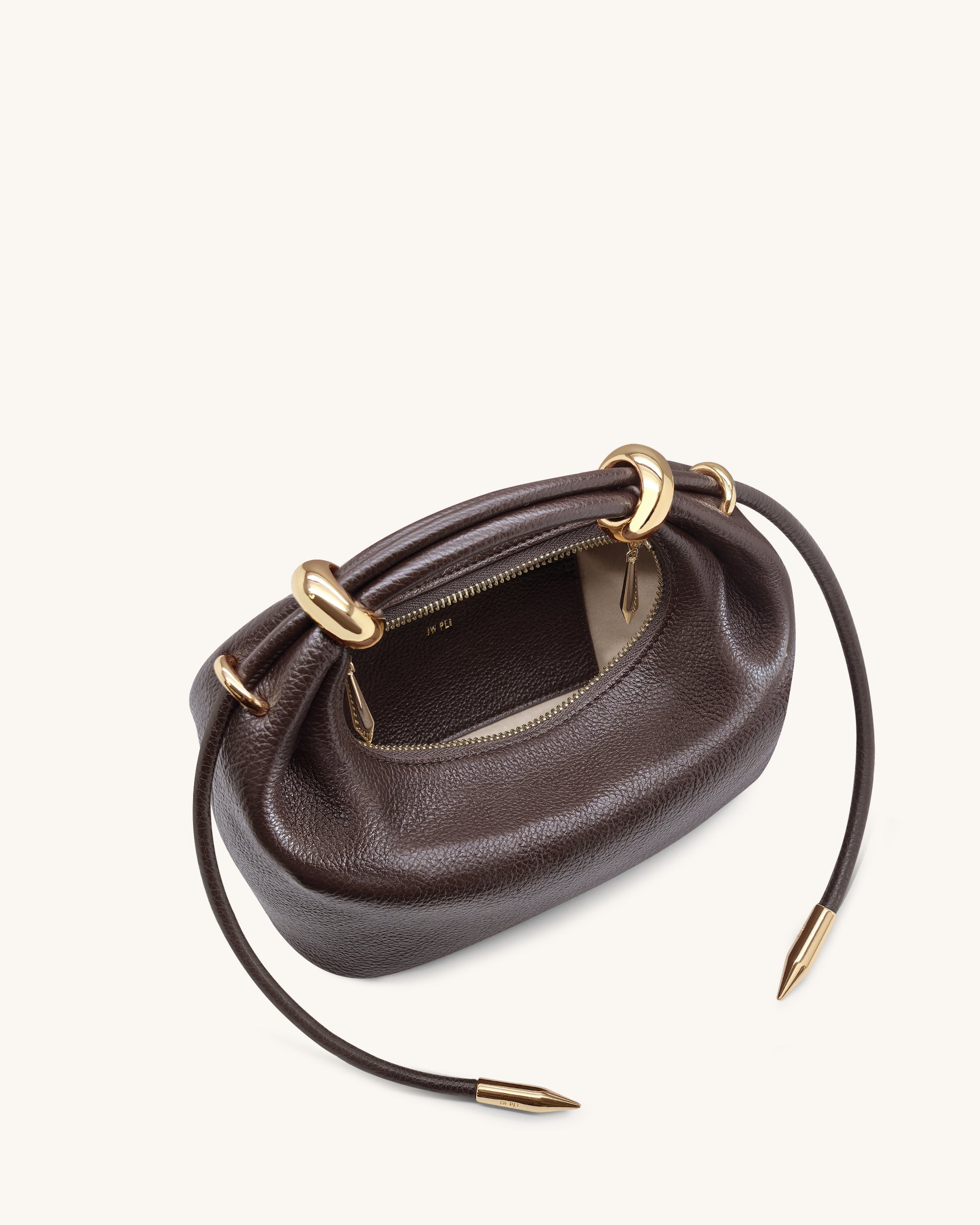 Ellie Metal Ring Embellished Top Handle Bag - Dark Brown - Image 5