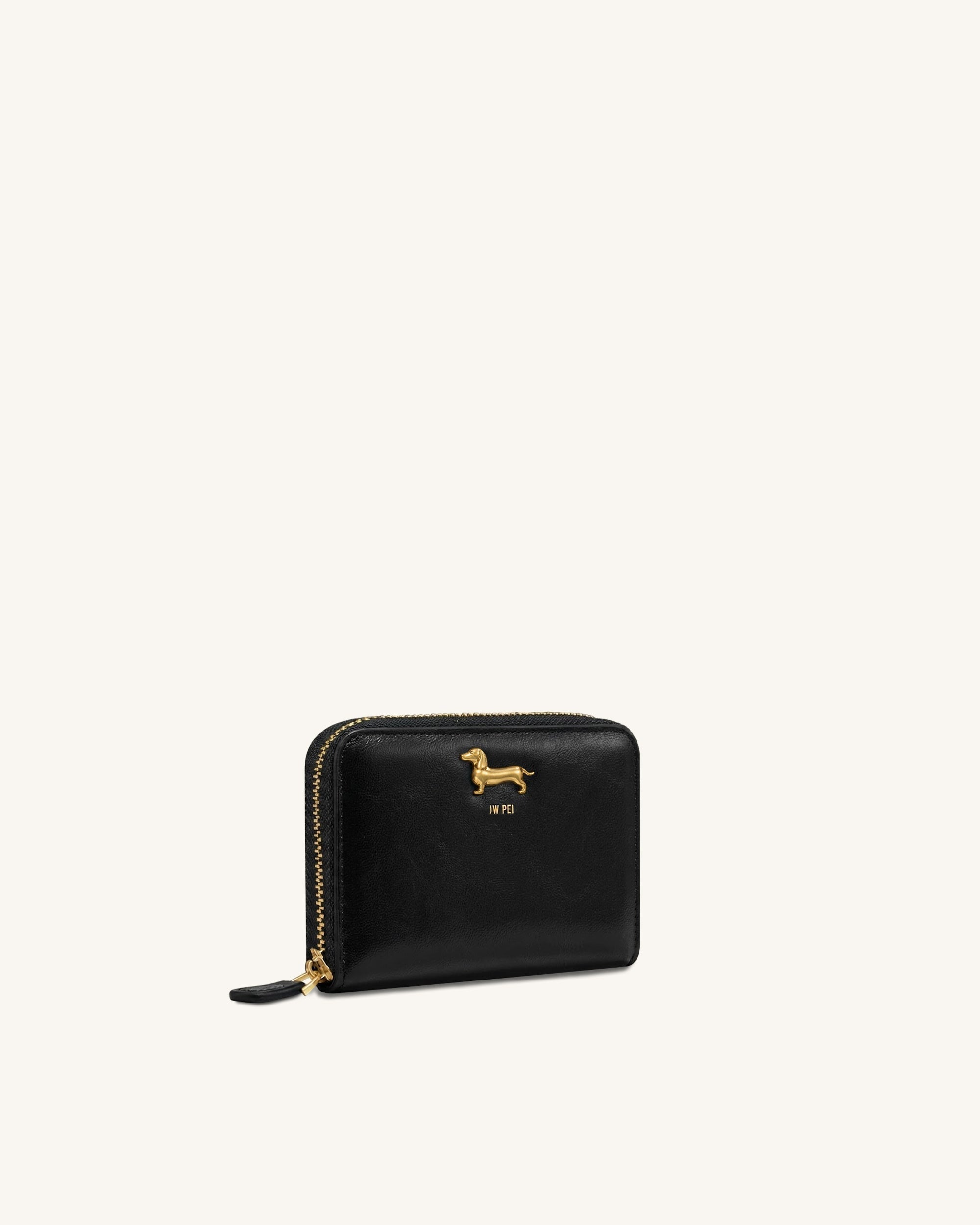 Maeve Dachshund Metal Emblem Zip Wallet - Black - Image 2