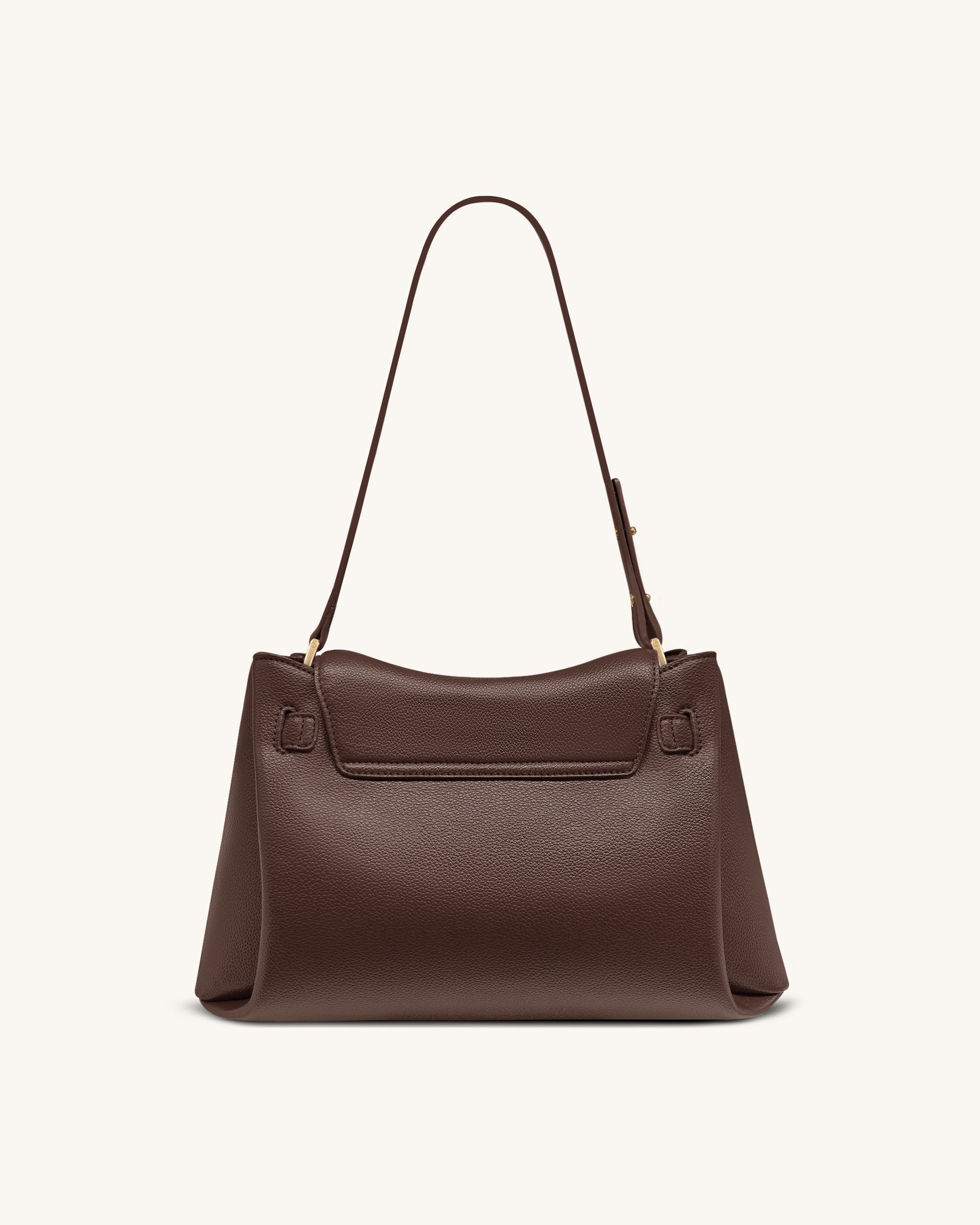 Rhea Pebbled Double Buckle Shoulder Bag - Dark Brown - Image 4
