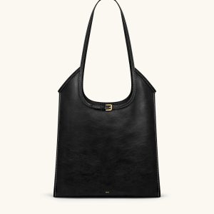 Brooke Belted Embellished Shoulder Tote Bag - Black