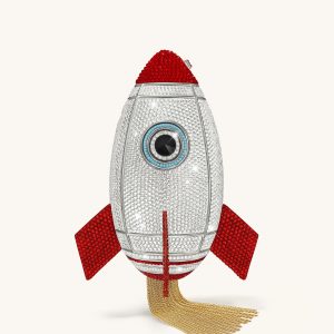 Rocket Shape Faux Crystal Clutch - Silver