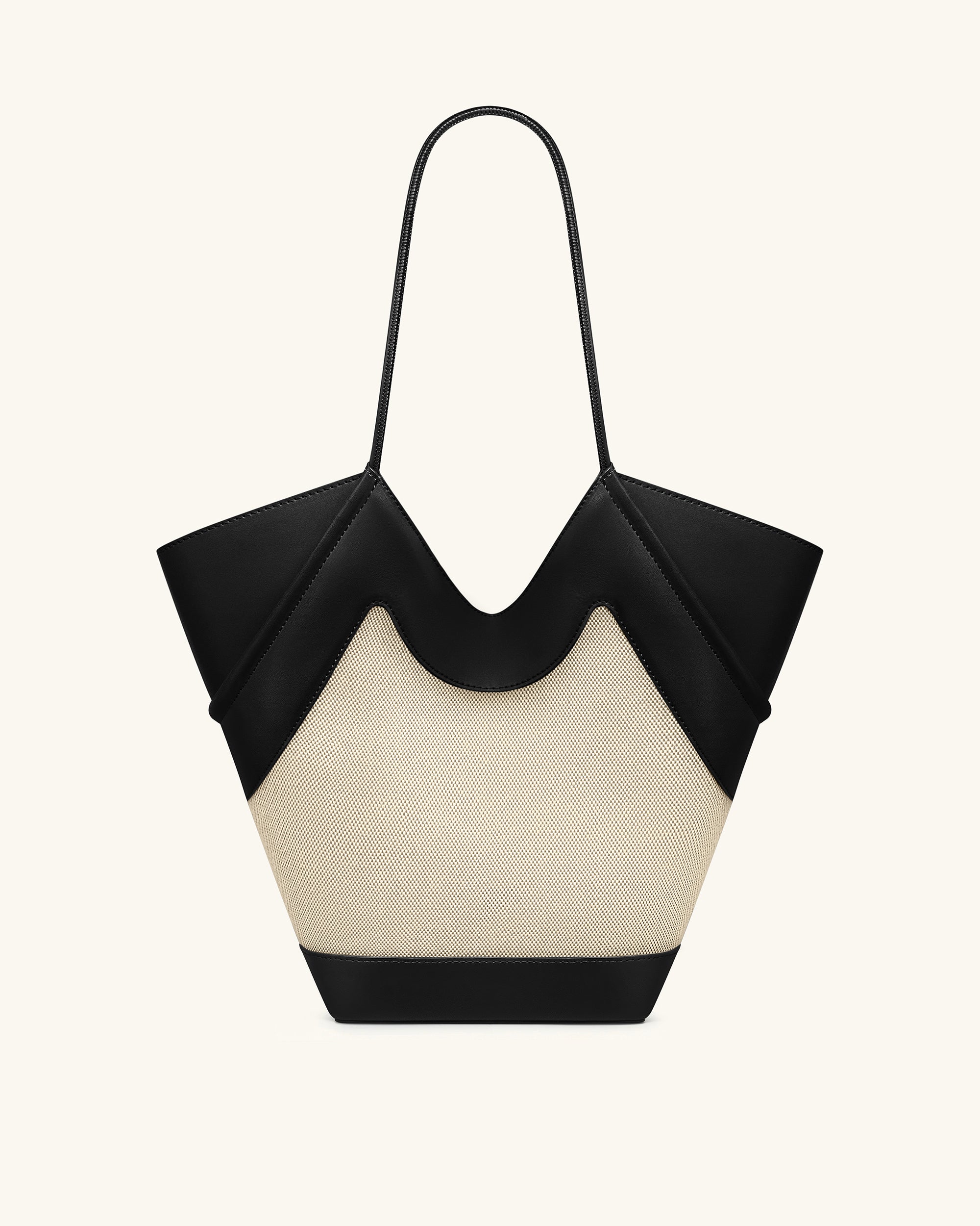 Maribel Panel Tote Bag - Black Canvas - Image 4