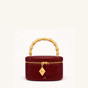 Natalie Metal Geometric Pendant Handle Bag - Burgundy