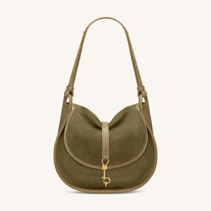 Arla Small Faux Suede Hobo Bag - Olive Green