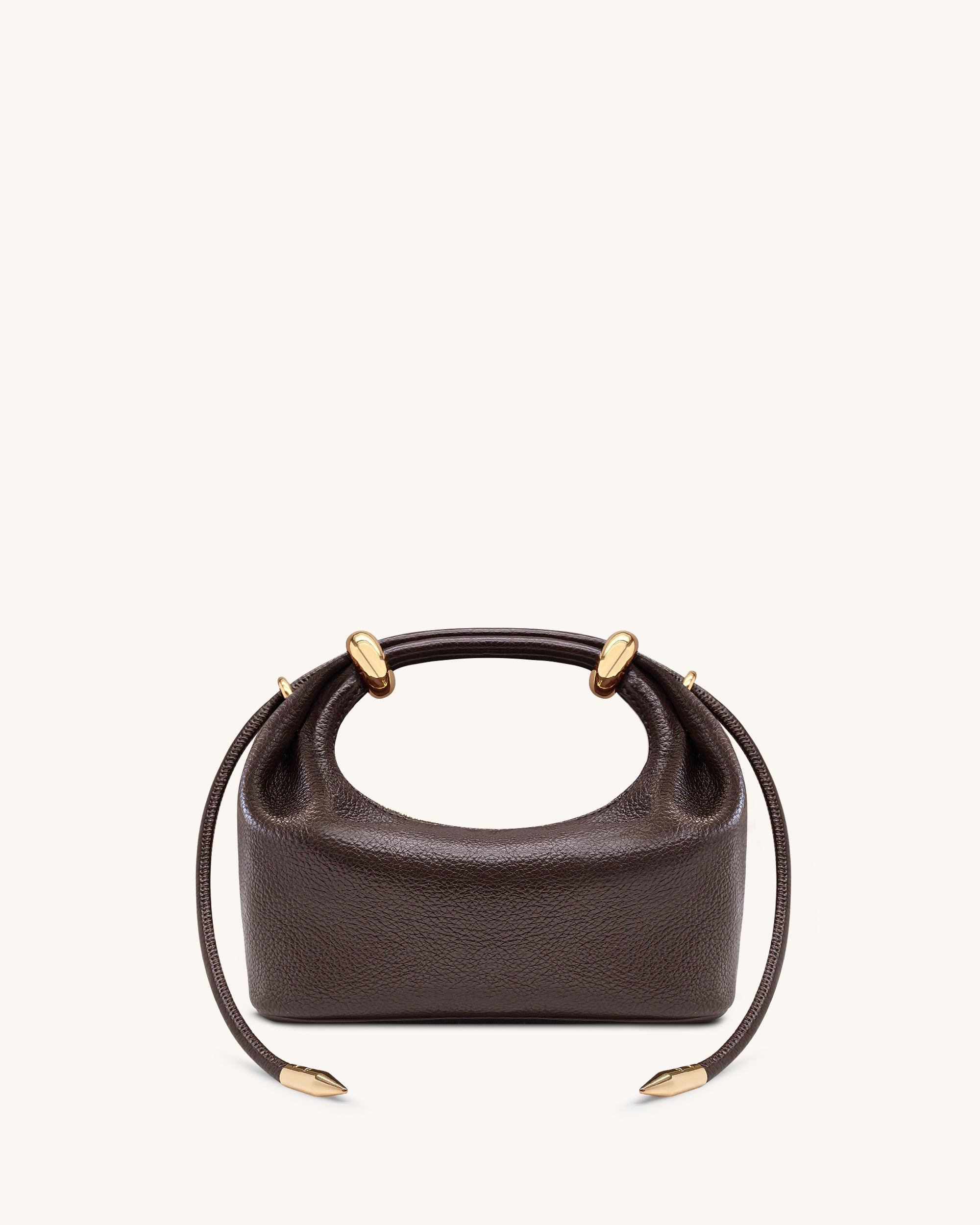Ellie Metal Ring Embellished Top Handle Bag - Dark Brown - Image 4