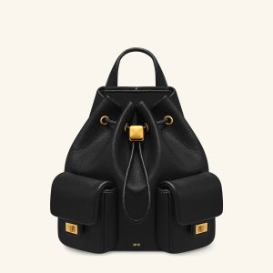Avery Pebbled Drawstring Utility Backpack – Black