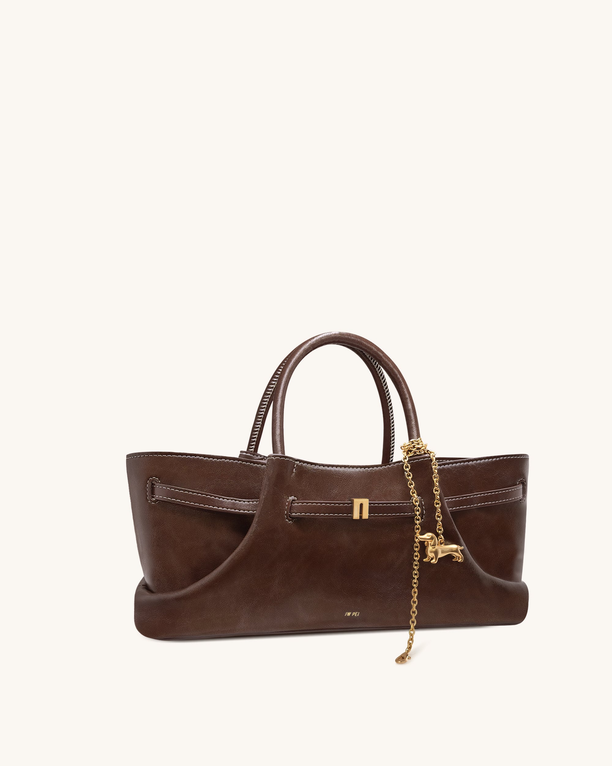 Maeve Dachshund Metal Charm Tote Bag - Dark Brown - Image 3