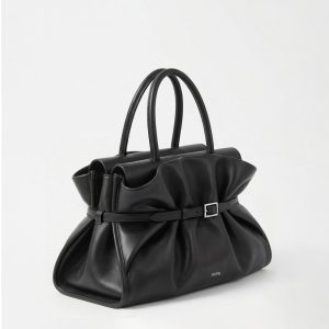 Ruched Belt Satchel - Black