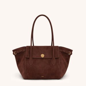 Nia Faux Suede Tote Bag - Brown