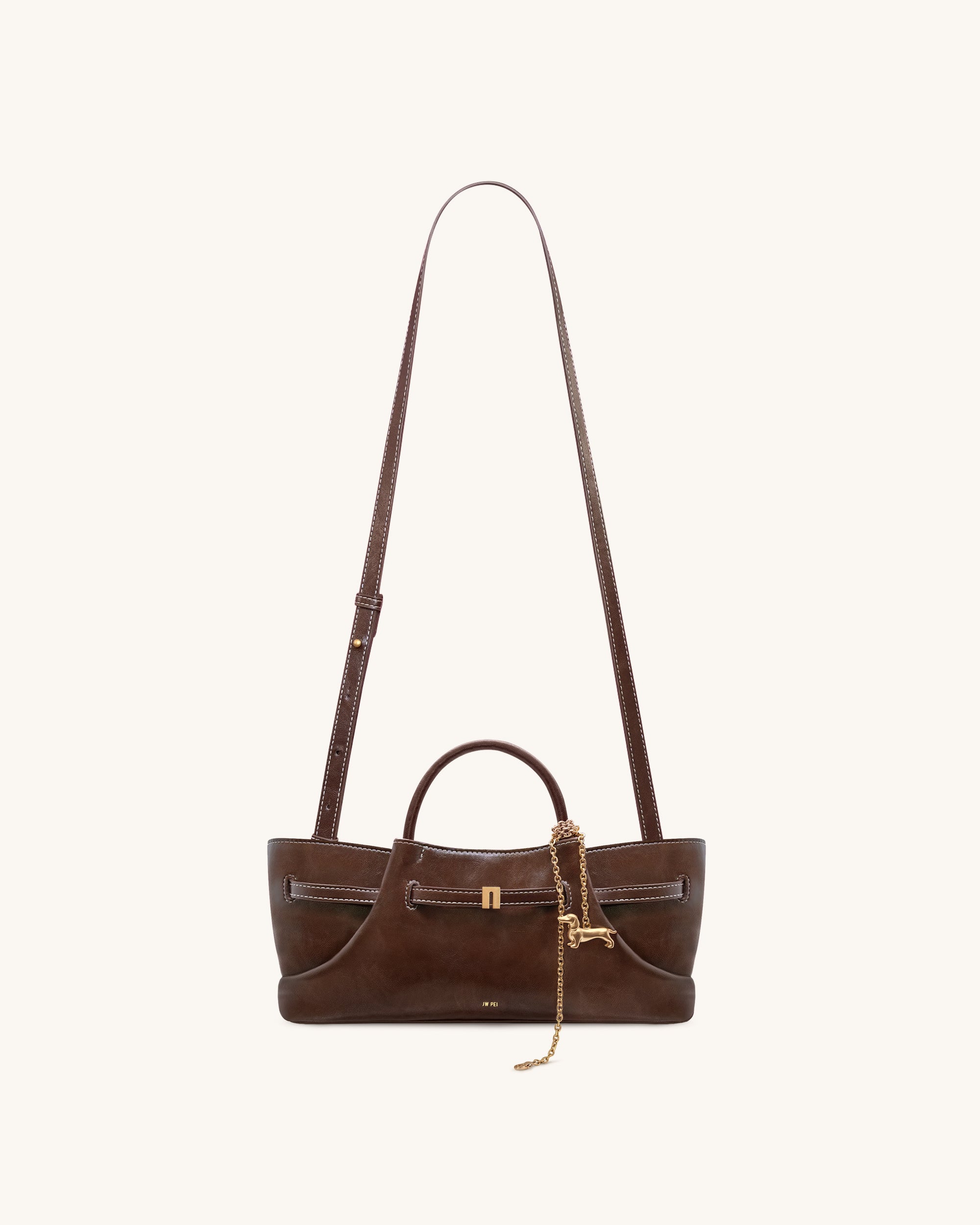 Maeve Dachshund Metal Charm Tote Bag - Dark Brown - Image 2