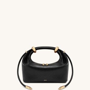Ellie Metal Ring Embellished Top Handle Bag - Black