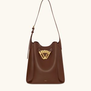 Charlene Double Buckle Hobo Bag - Brown