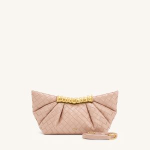 Leia Weave Texture Pleated Clutch - Pink